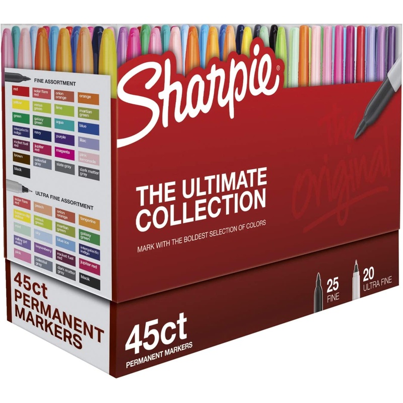 Sharpie Permanent Markers, Fine and Ultra-Fine Tips, 45 Count, Ultimate Color Collection